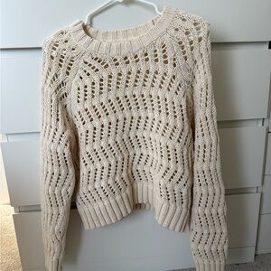 American Eagle Cream Crochet Sweater